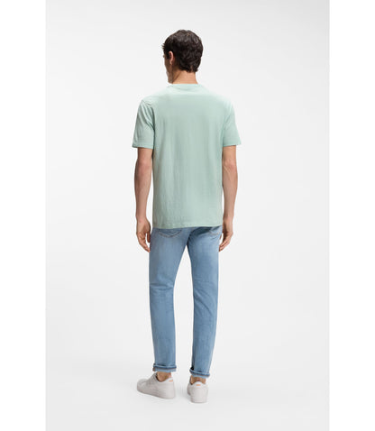 Boss Cotton Jersey T Shirt With Logo Detail Turquoise