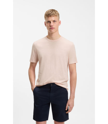 Boss Cotton Jersey T Shirt With Logo Detail Light Pink