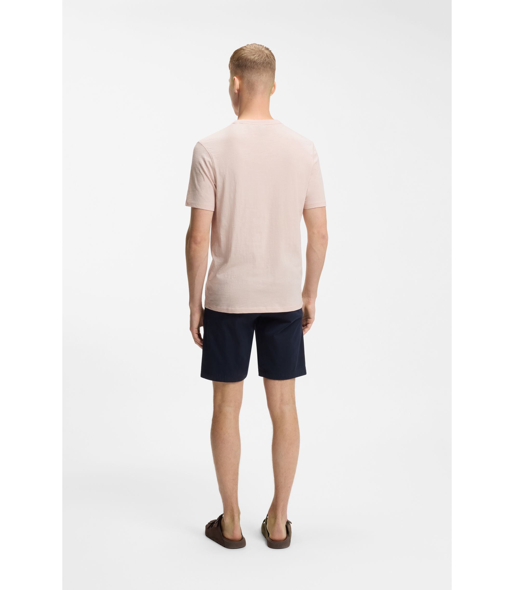 Boss Cotton Jersey T Shirt With Logo Detail Light Pink