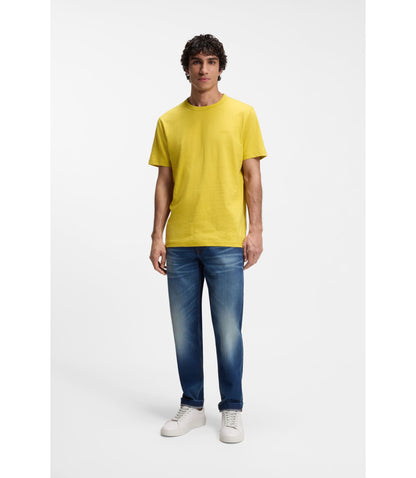 Boss Cotton Jersey T Shirt With Logo Detail Yellow