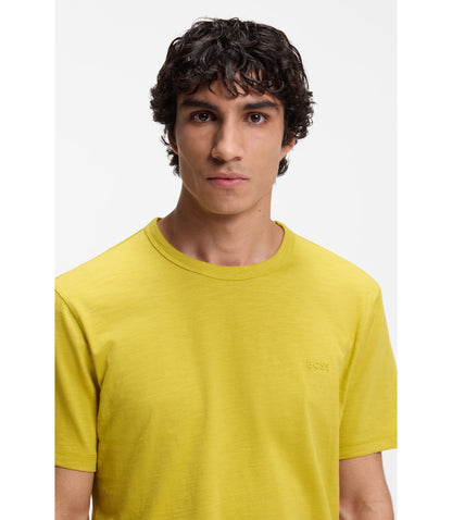 Boss Cotton Jersey T Shirt With Logo Detail Yellow