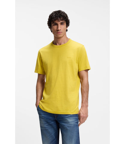 Boss Cotton Jersey T Shirt With Logo Detail Yellow