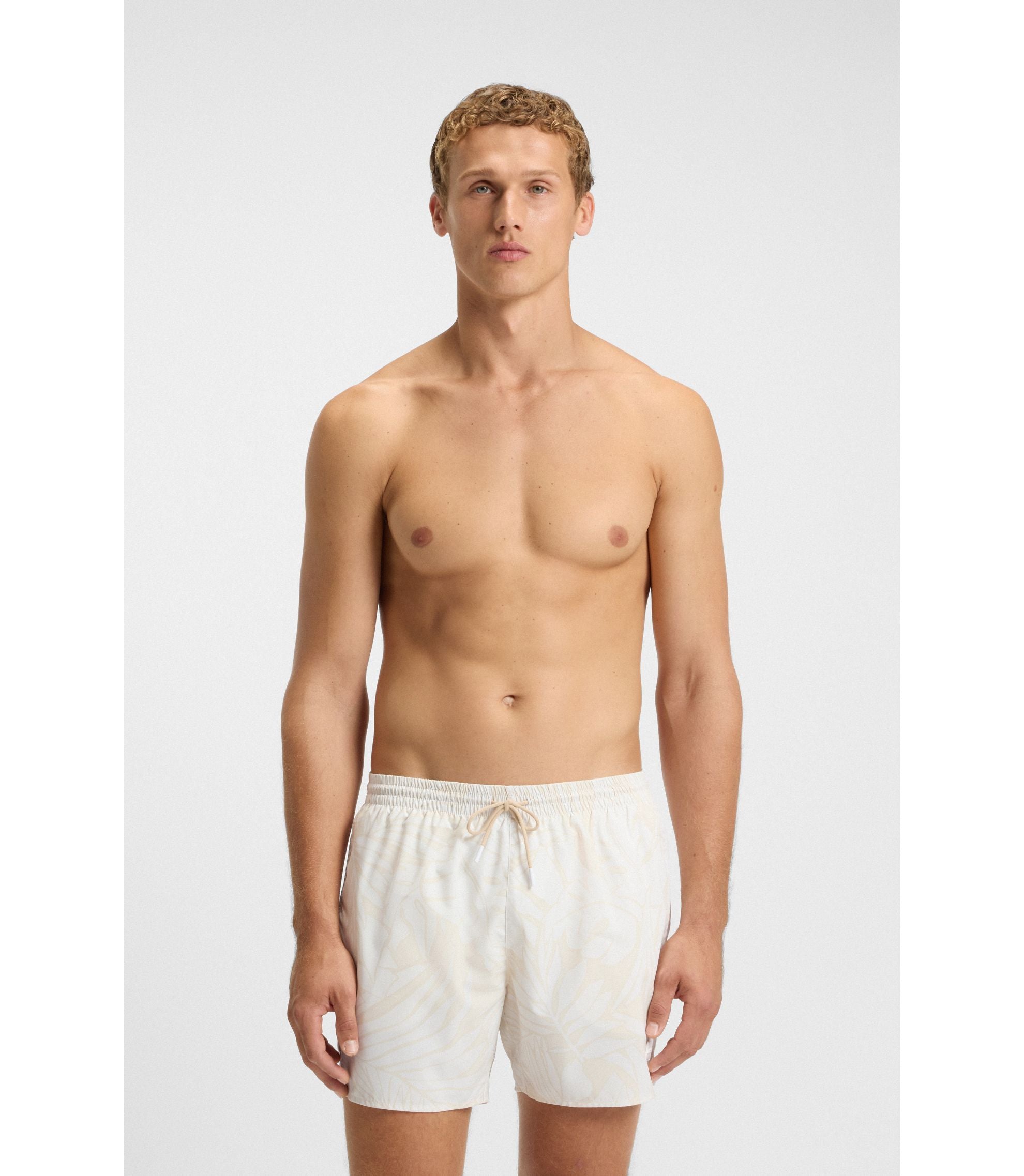 Boss Swim Trunks With Allover Print White