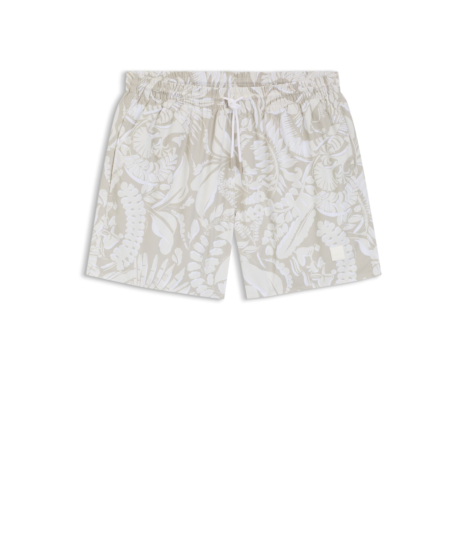Boss Swim Trunks With Allover Print Light Beige