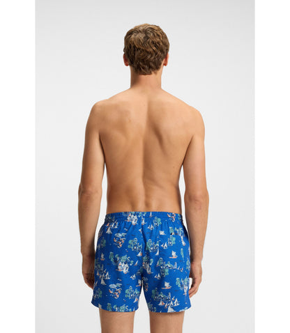 Boss Swim Trunks With Allover Print Blue