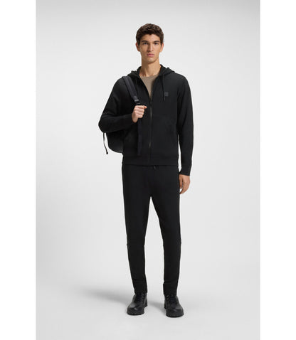 Boss Cotton Terry Sweatpants With Logo Patch Black