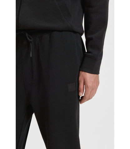 Boss Cotton Terry Sweatpants With Logo Patch Black