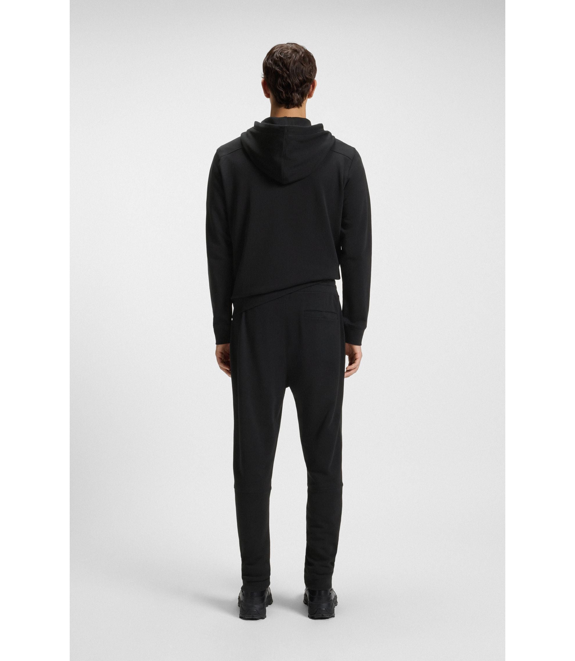 Boss Cotton Terry Sweatpants With Logo Patch Black