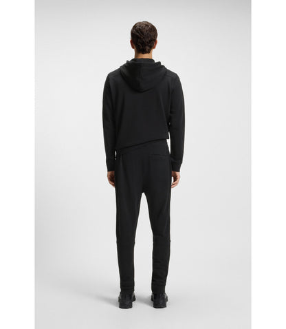 Boss Cotton Terry Sweatpants With Logo Patch Black