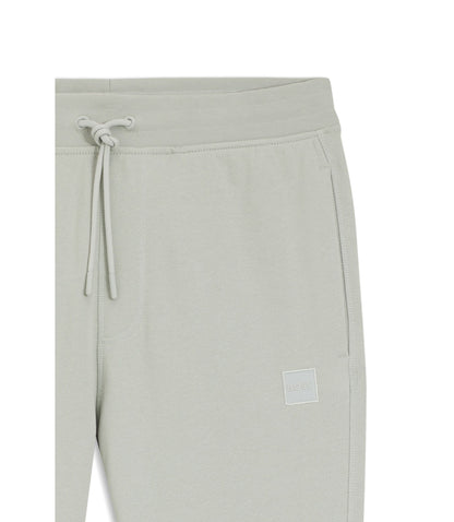 Boss Cotton Terry Sweatpants With Logo Patch Silver