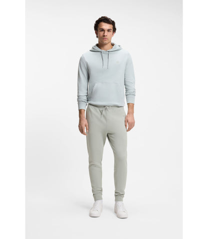 Boss Cotton Terry Sweatpants With Logo Patch Silver
