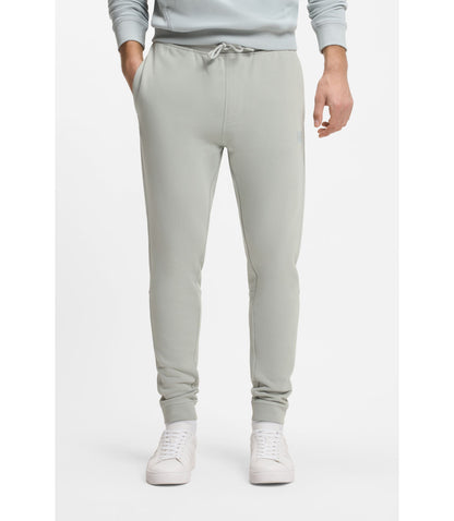 Boss Cotton Terry Sweatpants With Logo Patch Silver