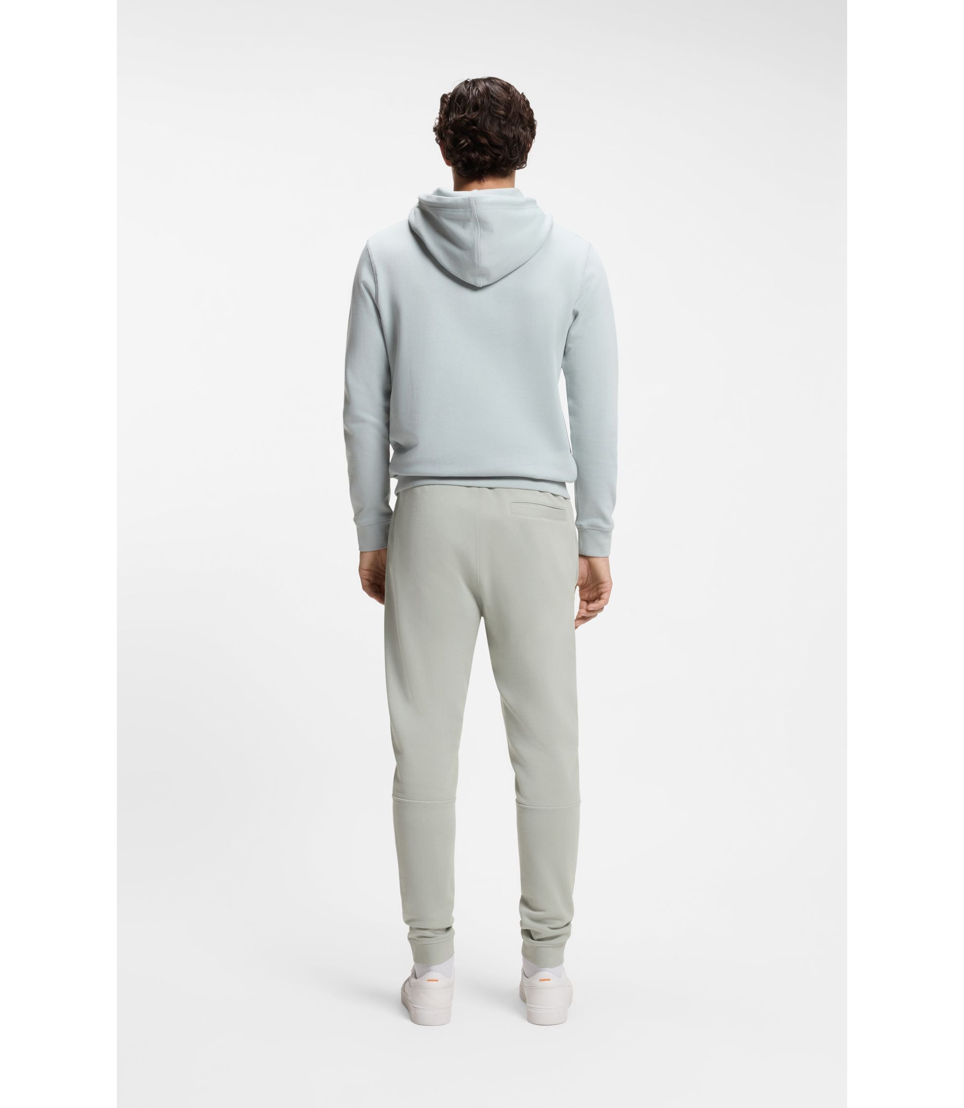 Boss Cotton Terry Sweatpants With Logo Patch Silver