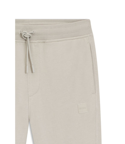 Boss Cotton Terry Sweatpants With Logo Patch Light Grey