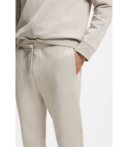 Boss Cotton Terry Sweatpants With Logo Patch Light Grey