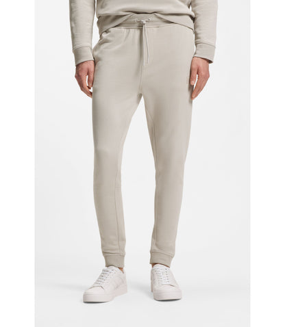 Boss Cotton Terry Sweatpants With Logo Patch Light Grey