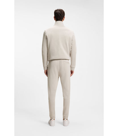 Boss Cotton Terry Sweatpants With Logo Patch Light Grey