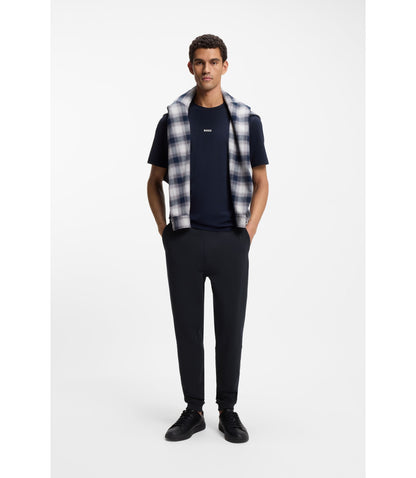 Boss Cotton Terry Sweatpants With Logo Patch Dark Blue