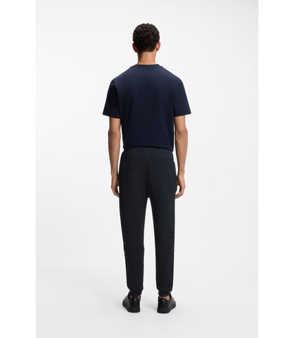 Boss Cotton Terry Sweatpants With Logo Patch Dark Blue