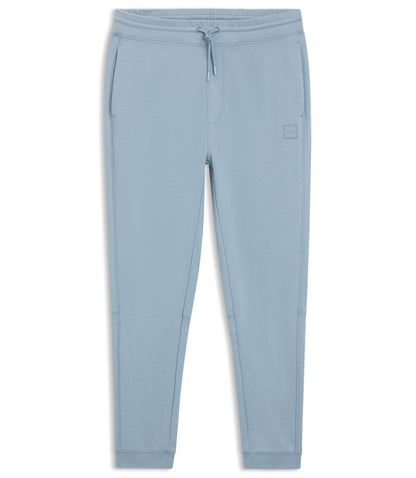 Boss Cotton Terry Sweatpants With Logo Patch Light Blue