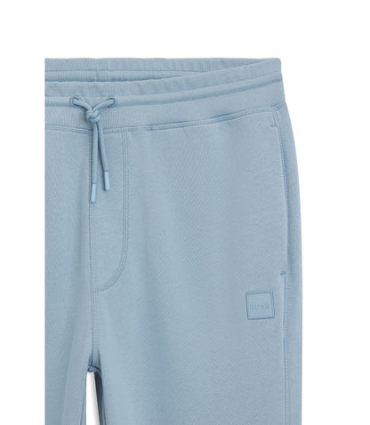 Boss Cotton Terry Sweatpants With Logo Patch Light Blue