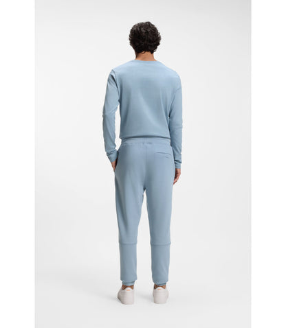 Boss Cotton Terry Sweatpants With Logo Patch Light Blue