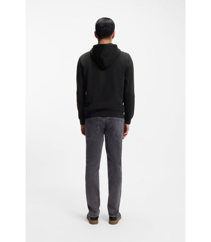 Boss Logo Patch Hoodie In Cotton Terry Black