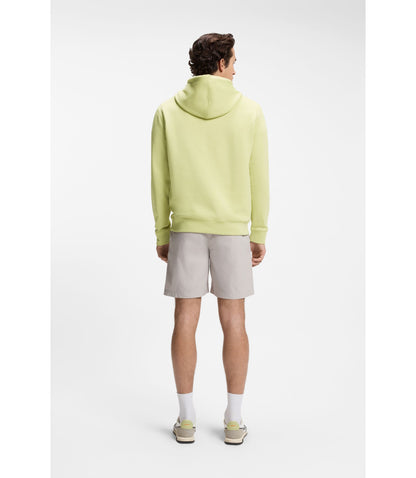 Boss Logo Patch Hoodie In Cotton Terry Beige