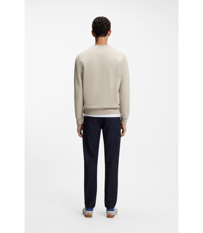 Boss Logo Patch Sweatshirt In Cotton Terry Light Grey