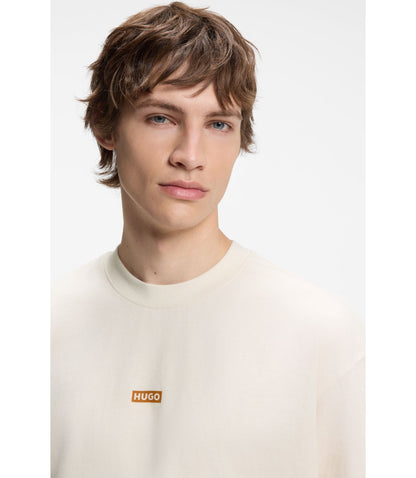 Hugo Logo Print T Shirt In Cotton Jersey White