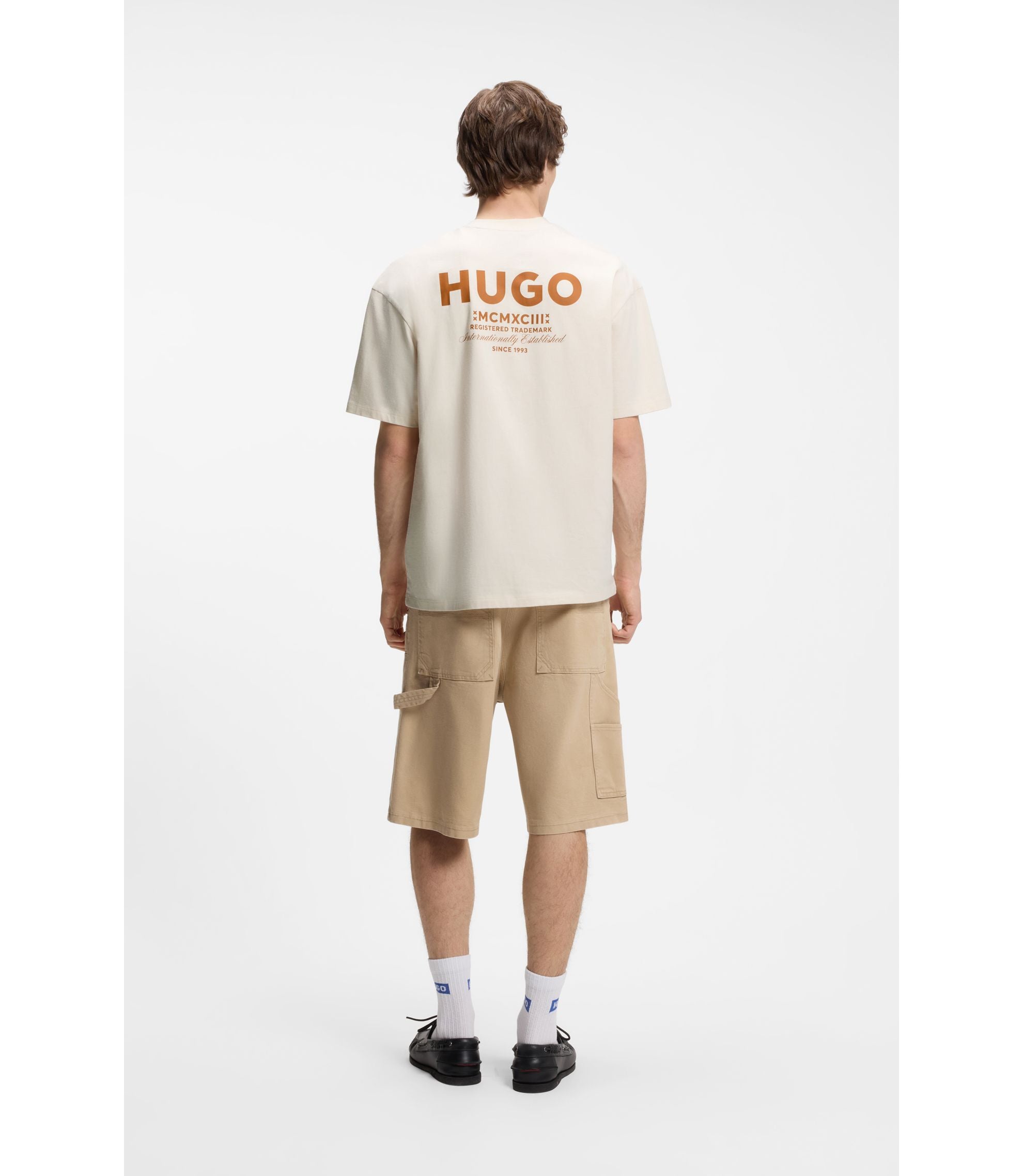 Hugo Logo Print T Shirt In Cotton Jersey White