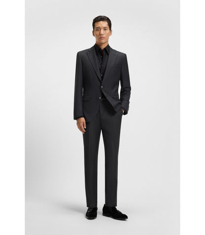 Boss Slim Fit Pants In Stretch Wool Light Grey