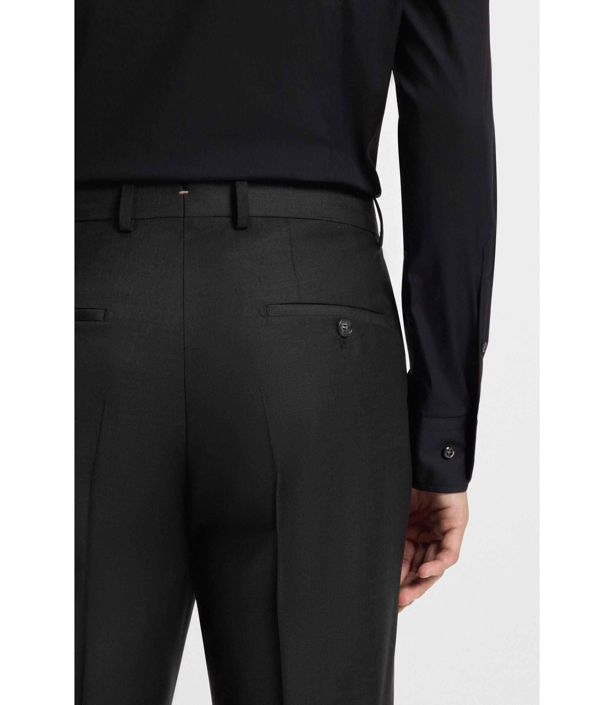 Boss Slim Fit Pants In Stretch Wool Light Grey