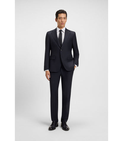 Boss Slim Fit Pants In Stretch Wool Dark Blue