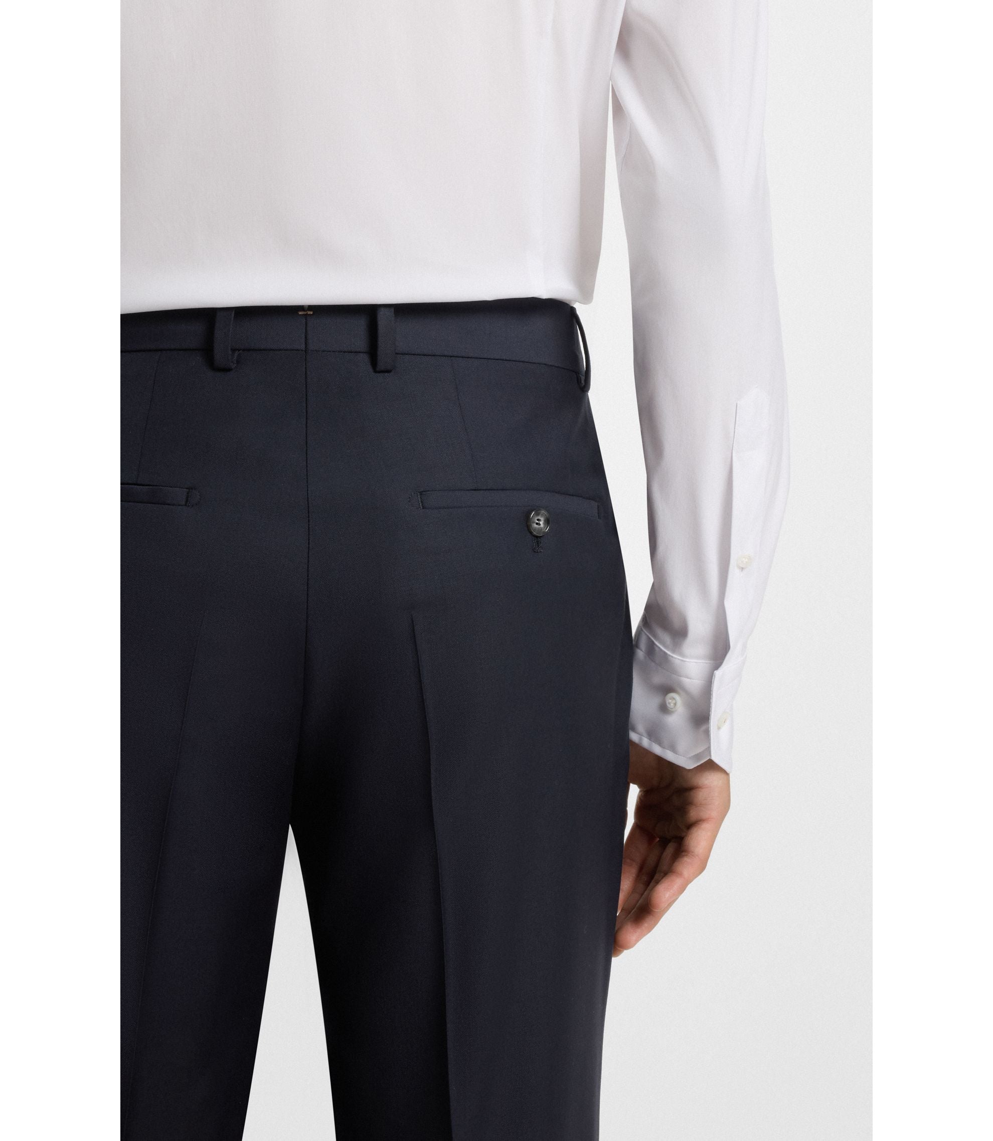 Boss Slim Fit Pants In Stretch Wool Dark Blue