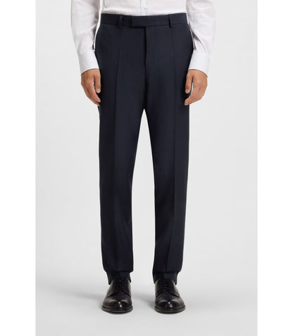 Boss Slim Fit Pants In Stretch Wool Dark Blue