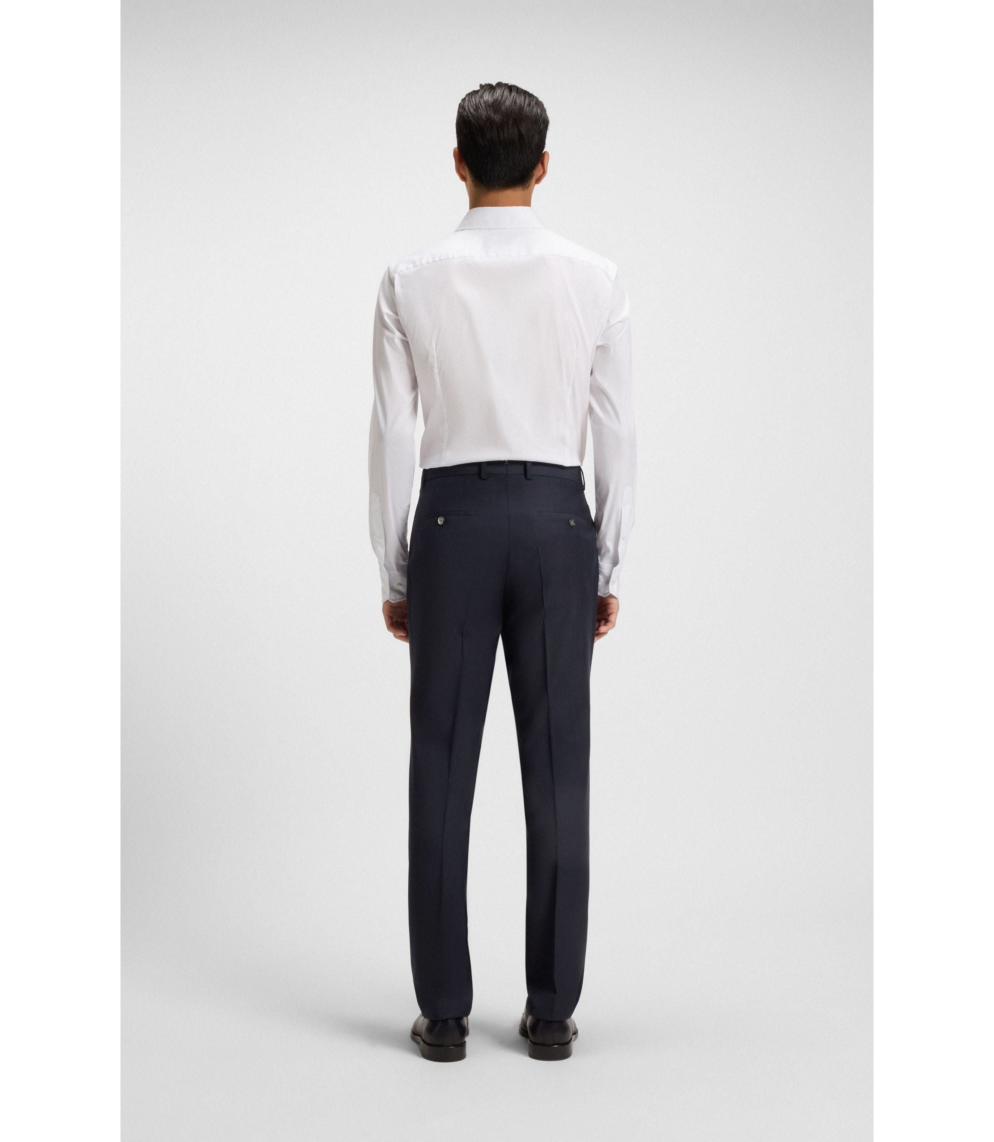 Boss Slim Fit Pants In Stretch Wool Dark Blue