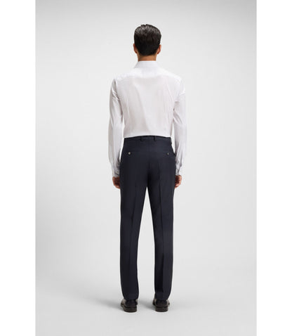 Boss Slim Fit Pants In Stretch Wool Dark Blue