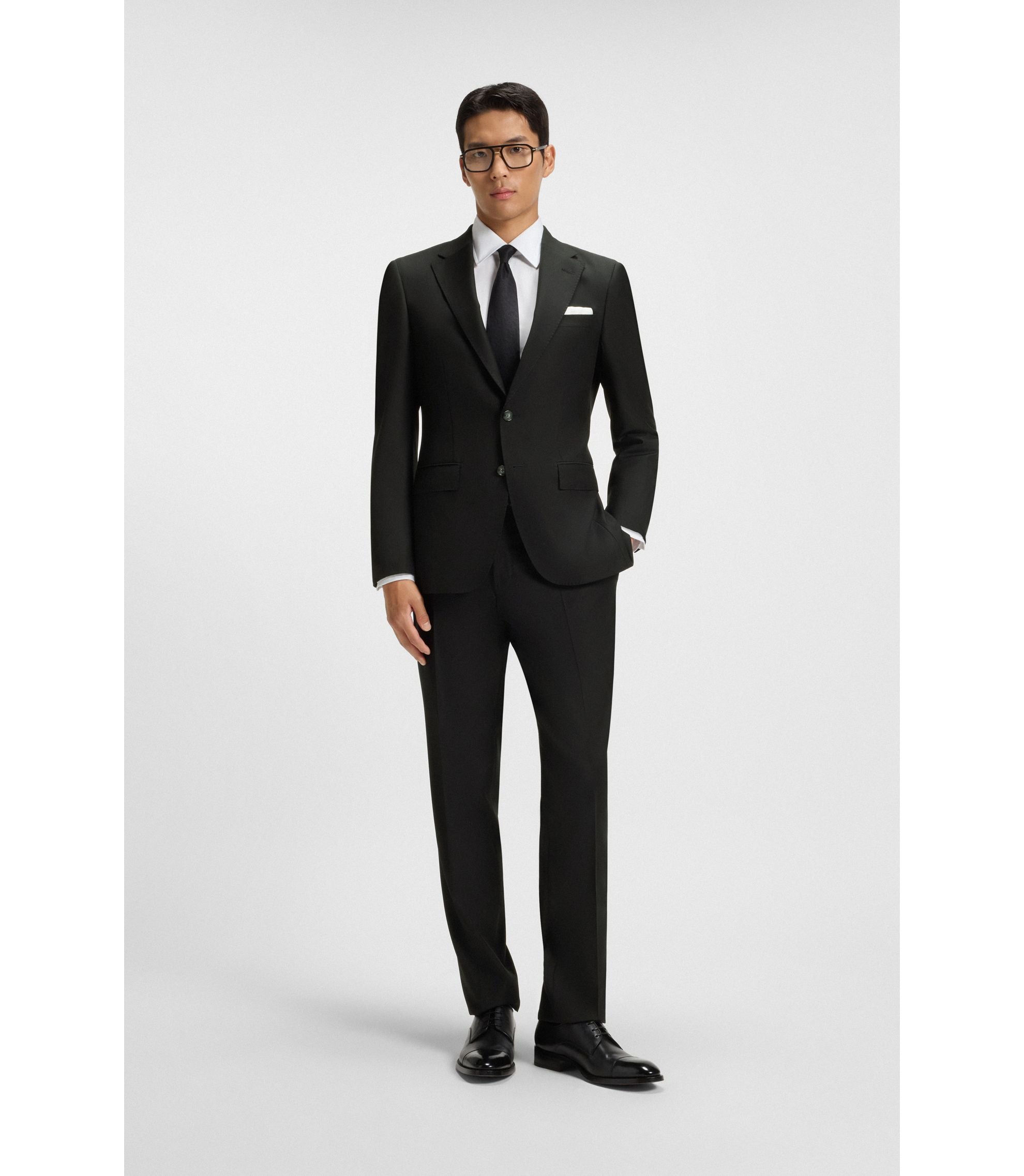 Boss Slim Fit Jacket In Stretch Wool Black