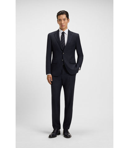 Boss Slim Fit Jacket In Stretch Wool Dark Blue