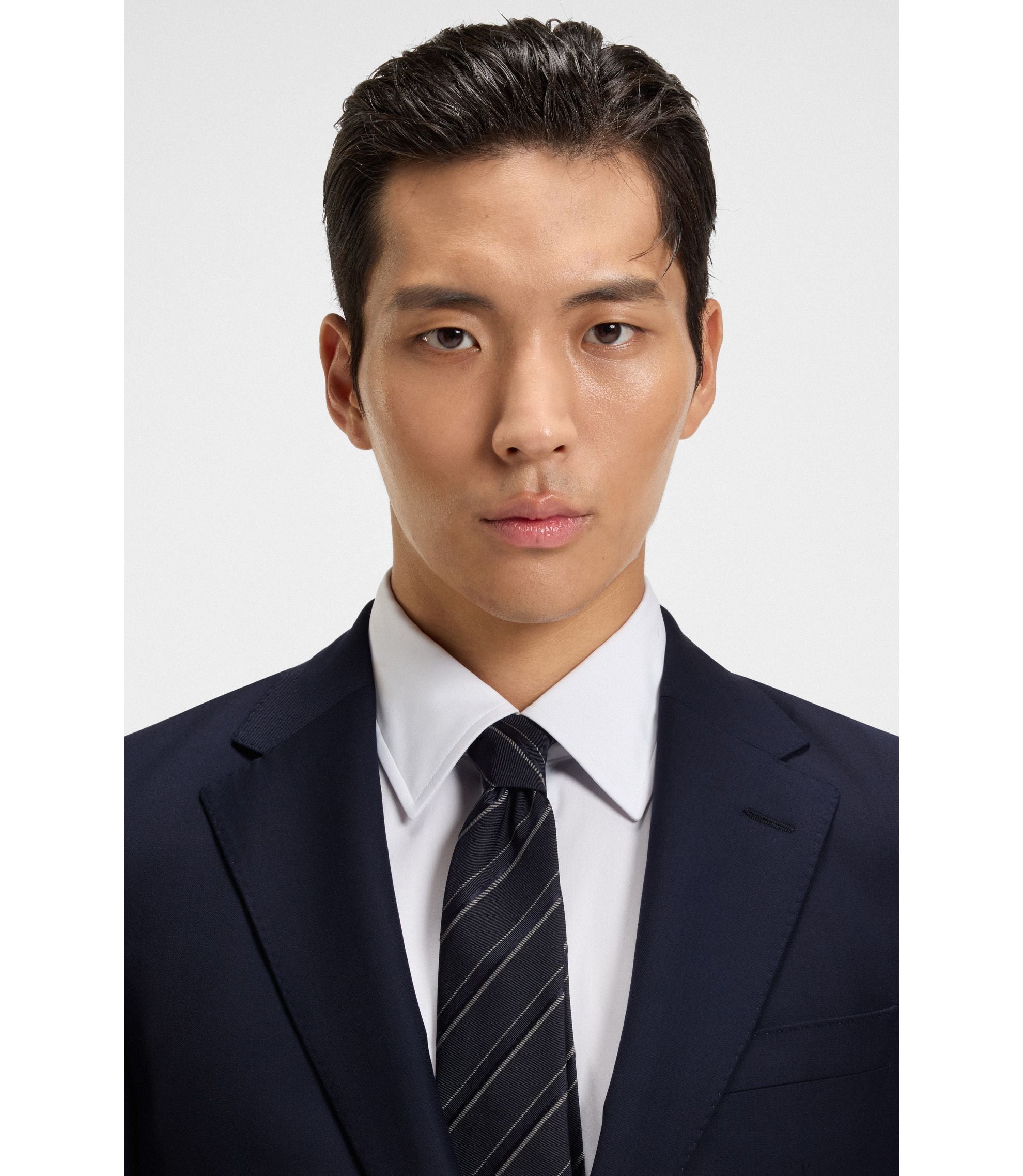 Boss Slim Fit Jacket In Stretch Wool Dark Blue
