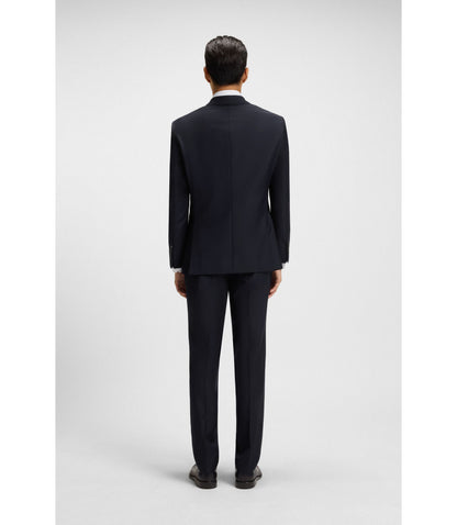 Boss Slim Fit Jacket In Stretch Wool Dark Blue
