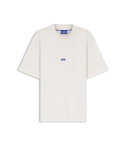 Hugo Cotton Jersey T Shirt With Blue Logo Patch White
