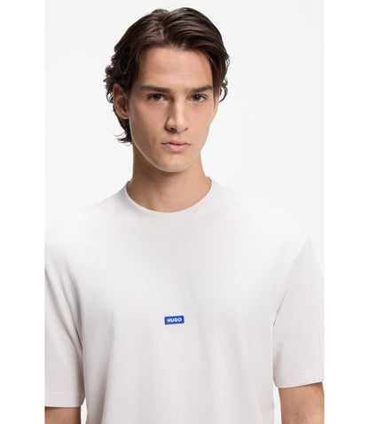 Hugo Cotton Jersey T Shirt With Blue Logo Patch White
