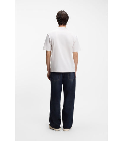Hugo Cotton Jersey T Shirt With Blue Logo Patch White