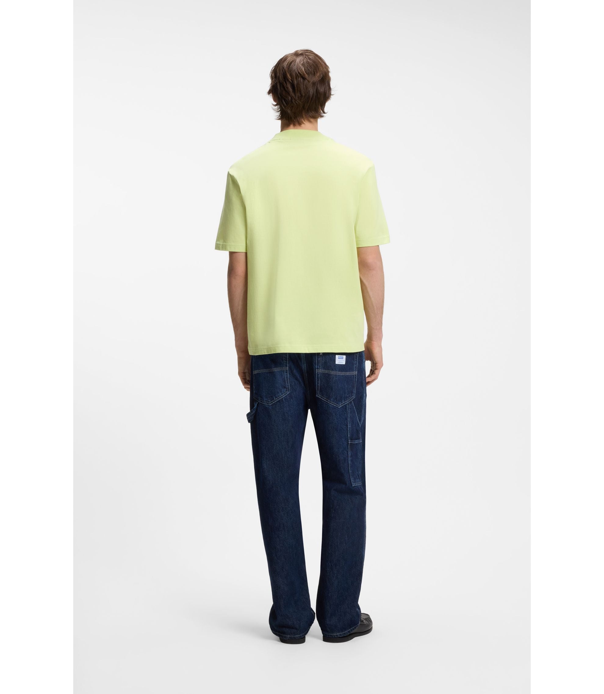 Hugo Cotton Jersey T Shirt With Blue Logo Patch Green