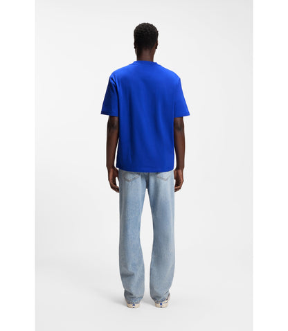Hugo Cotton Jersey T Shirt With Blue Logo Patch Light Blue