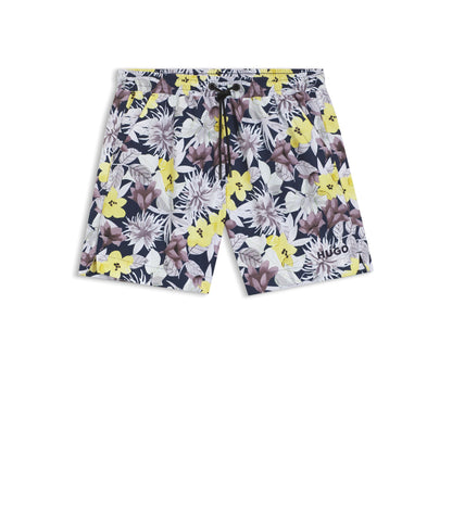 Hugo Quick Dry Swim Shorts With All Over Print Light Yellow