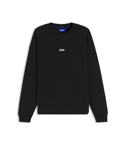 Hugo Logo Print Sweatshirt In Cotton Terry Black