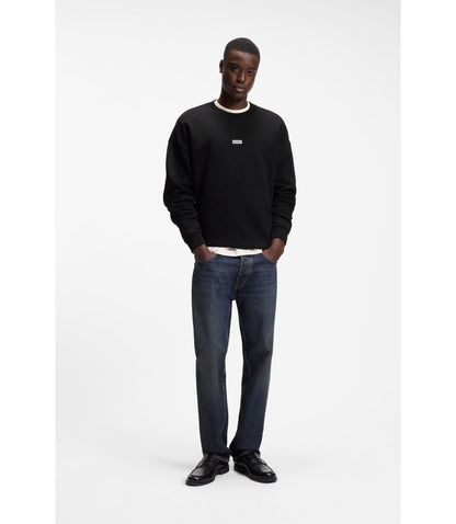 Hugo Logo Print Sweatshirt In Cotton Terry Black